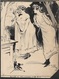 Ca.1900 Dessin Illustration Original Type GIBSON - Encre Sur Papier Carton - Tres Belle Illustration - Disegni