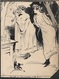 Ca.1900 Dessin Illustration Original Type GIBSON - Encre Sur Papier Carton - Tres Belle Illustration - Drawings
