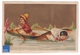 Chromo Dorée 1900s Sans Publicité Thème Canoe Barque Canotage Pierrot French Victorian Trade Card Rowing  A31-54 - Otros & Sin Clasificación