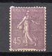 - FRANCE N° 197d Neuf ** MNH - 45 C. Violet Foncé Semeuse Lignée 1924-32 - Cote 19 EUR - - 1903-60 Semeuse Lignée