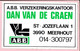 Sticker - A.B.B. Verzekeringskantoor DAN VAN DE CRAEN - St. Jozeflaan MEERHOUT - Aufkleber