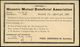 LOGE / FREIMAURER : U.S.A. 1886 (10.4.) PP 1 C. Washington, Braun: "Masonic Mutual Benefit Assoc.", Norfolk, Va. (= Frei - Franc-Maçonnerie