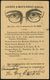 AUGE / OPHTALMOLOGIE / BLINDHEIT : INDIEN 1890 (1.7.) Reklame-PP 1/4 Anna, Victoria, Braun: LAWRENCE & MAYO'S PERFECT PE - Maladies