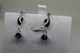 A60120 - Orecchini Pendenti In 925 Sterling - Zirconi Blu - Boucles D'oreilles