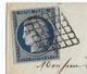 1851 - CERES SUPERBE Sur LETTRE De CAEN (CALVADOS) Avec GRILLE + T14 => PARIS - 1849-1850 Ceres