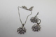 A60126 - Orecchini E Collana  In Argento Sterling 925 Fiori Incastonati Con Pietre Bianche - Aretes