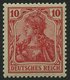 Dt. Reich 86Id **, 1913, 10 Pf. Schwärzlichrosa Friedensdruck, Postfrisch, Pracht, Fotoattest Jäschke-L., Mi. 500.- - Usados