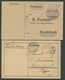 Dt. Reich 1923, 4 Postkarten Mit Verschiedenen Barfrankaturen, U.a. Nachverwendung In Spremberg, Pracht - Used Stamps