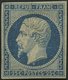 FRANKREICH 9a *, 1852, 25 C. Blau, Falzreste, Senkrechter Bug Sonst Farbfrisches Prachtstück, Signiert Brum Und Fotoatte - Other & Unclassified
