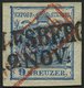 ÖSTERREICH 5X O, 1850, 9 Kr. Blau, Handpapier, Type IIIa, L2 Und Roter R1 Aus Österreich, Pracht, R! - Usados