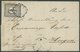ZÜRICH 2I BRIEF, 1843, 6 Rp. Schwarz/dunkelbräunlichrot, Linienunterdruck Senkrecht, Type 5, (Feld 100), Mit Schwarzer R - 1843-1852 Federal & Cantonal Stamps