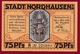 Allemagne 1 Notgeld 75 Pfenning Stadt Nordhausen Dans L 'état N °5412 - Collezioni