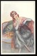 Cpa...illustrateur Italien...Bompard .S...art Nouveau...femme élégante Assisesur Un Sofa Avec Bouquet De Fleurs - Bompard, S.