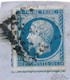 20 C Bleu N° 14 S Frgt Percé En Ligne Signé Calves TB. - 1853-1860 Napoléon III.