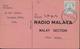 YT 84 Malaya CAD Ipoh 30 Apr 57 Carte Pour Radio Malaya Malay Section Kuala Lumpur - Malaya (British Military Administration)