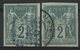 N°30 (x2) Cote 34 € COLONIES GENERALES 2ct Vert Type Sage. Oblitérés. TB. Lire Description - Sage