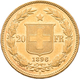 Schweiz - Anlagegold: Lot 5 Goldmünzen: 1 X 10 Franken 1922; 2 X 20 Franken 1889 + 1896 (Helvetia) S - Andere & Zonder Classificatie