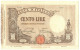 100 LIRE BARBETTI GRANDE B MATRICE LATERALE TESTINA FASCIO 07/10/1929 BB/SPL - Regno D'Italia – Autres