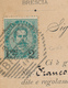 1891 UMBERTO 0,02 SU 0,05 VERDE  VARIETA' CODA SOTTILE DEL 2  BRESCIA ESAGONALE A SBARRE - Storia Postale