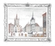 Porceleinkaart  -  Grand' Place  (bruin-blauw) - Courtrai - Kortrijk  - 13x11 Cm - Kortrijk