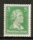 DR - Yv. N°  380a Mi:  388  *  5p  Schiller  Vert Clair  Cote  1,4 Euro BE  2 Scans - Ungebraucht