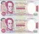PAREJA IMPAR DE VENEZUELA DE 1000 BOLIVARES DEL 5 DE FEBRERO 1998 SIN CIRCULAR  (BANKNOTE) UNCIRCULATED - Venezuela
