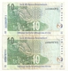 South African Resere Bank 2 Billets 10 Rand Rhinoceros - Sudafrica