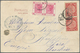 China: 1898/1902, Coiling Dragon 2 C. (pair, One Torn) Tied "SHANGHAI 1 MAR 01" To Ppc "tea House" I - Autres & Non Classés