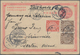 China - Ganzsachen: 1897, Card ICP 1 C. Uprated Coiling Dragon ½ C. (pair), 2 C. Carmine Tied Bisect - Ansichtskarten