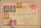 China - Ganzsachen: 1897, Card ICP 1 C. Red Uprated Coiling Dragon 1/2 C. (pair), 1 C. (2) Tied Gree - Cartes Postales