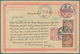 China - Ganzsachen: 1897, Card ICP 1 C. Uprated Coiling Dragon 1/2 C., 4 C., 5 C. Cto Blue "TIENTSIN - Cartes Postales