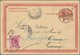China - Ganzsachen: 1898, Card CIP 1 C.uprated On Reverse Coiling Ragon 1 C., 2 C. Ea. Canc. Bisecte - Postales