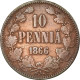 Monnaie, Finlande, Alexander II, 10 Pennia, 1866, TB+, Cuivre, KM:5.1 - Finlande