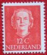 12 Ct Koningin Juliana EN FACE NVPH 522 (Mi 529) 1949-1951 1950 MH / Ongebruikt NEDERLAND / NIEDERLANDE - Ungebraucht