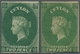 Ceylon / Sri Lanka: 1857 QV Singles 2d. Green Plus 2d. Yellow-green, Both Wmk Star, Imperf And Mint, - Sri Lanka (Ceylan) (1948-...)