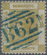 Hongkong: 1863/71, QV Wmk. CC 96c Olive-bistre Cancelled By Blue B62 Killer, One Perf. Missing On Lo - Sonstige & Ohne Zuordnung