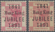 Hongkong: 1891, 'Jubilee' 2c. Carmine, Two Singles, MH, One Fine, The Other Thinned On Top (Michel € - Other & Unclassified