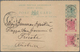 Hongkong - Ganzsachen: 1893/98, Cards QV 1 C.: Canc. "HONG KONG C FE 1 93" Uprated QV 2 C. Canc. "B6 - Ganzsachen