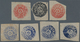 Indien - Feudalstaaten - Jammu & Kashmir: JAMMU & KASHMIR 1867-77 Ca.: Seven Circular Stamps (½a. An - Other & Unclassified