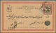 Iran: 1890 Ca., 2 ½ Ch. Black Rose Postal Stationery Card Used Uprated With 2 Ch. Brown Bisect And T - Iran