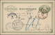 Japanische Post In Korea: 1892, UPU Card 2 Sen Olive Canc. Brown "NINSEN 24 JUN 95 I.J.P.O." Via Jap - Military Service Stamps