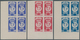 Libanon: 1947, 12th U.P.U. Congress, Complete Set Of Six Values As IMPERFORATE Blocks Of Four From T - Lebanon