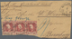 Niederländisch-Indien: 1864 Kind Wilhelm III. 10c. Lake Horizontal Strip Of Three, Used On Large Par - India Holandeses