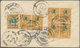 Thailand: 1910, Registered Cover 32 St. Rate Including 2 St. Orange & Green Block Of Four On Reverse - Thailand