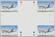 Thematik: Flugzeuge, Luftfahrt / Airoplanes, Aviation: 1999, Jamaica. IMPERFORATE Cross Gutter Block - Airplanes