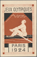 Thematik: Olympische Spiele / Olympic Games: 1924, France. Private Picture Postcard 15c Pasteur "Jeu - Sonstige & Ohne Zuordnung