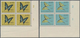 Delcampe - Thematik: Tiere-Schmetterlinge / Animals-butterflies: 1953, Butterflies, 20 Values In Corner Blocks - Butterflies