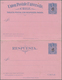Chile - Ganzsachen: 1909, Rare Stationery Double Card With Overprinted Value "6" On 5 C Blue On Brig - Chile