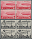 Italienisch-Cyrenaica: 1933, Airmails Zeppelin, 3l.-20l., Complete Set Of Four Values In Blocks Of F - Cirenaica