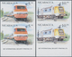 Nicaragua: 2000, Locomotives Of The World Complete Set Of Four In Vertical IMPERFORATE Pairs From Lo - Nicaragua